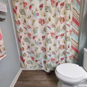 Croscill Seashell Shower Curtain With Matching Towel Set And Coastal Shower Hook